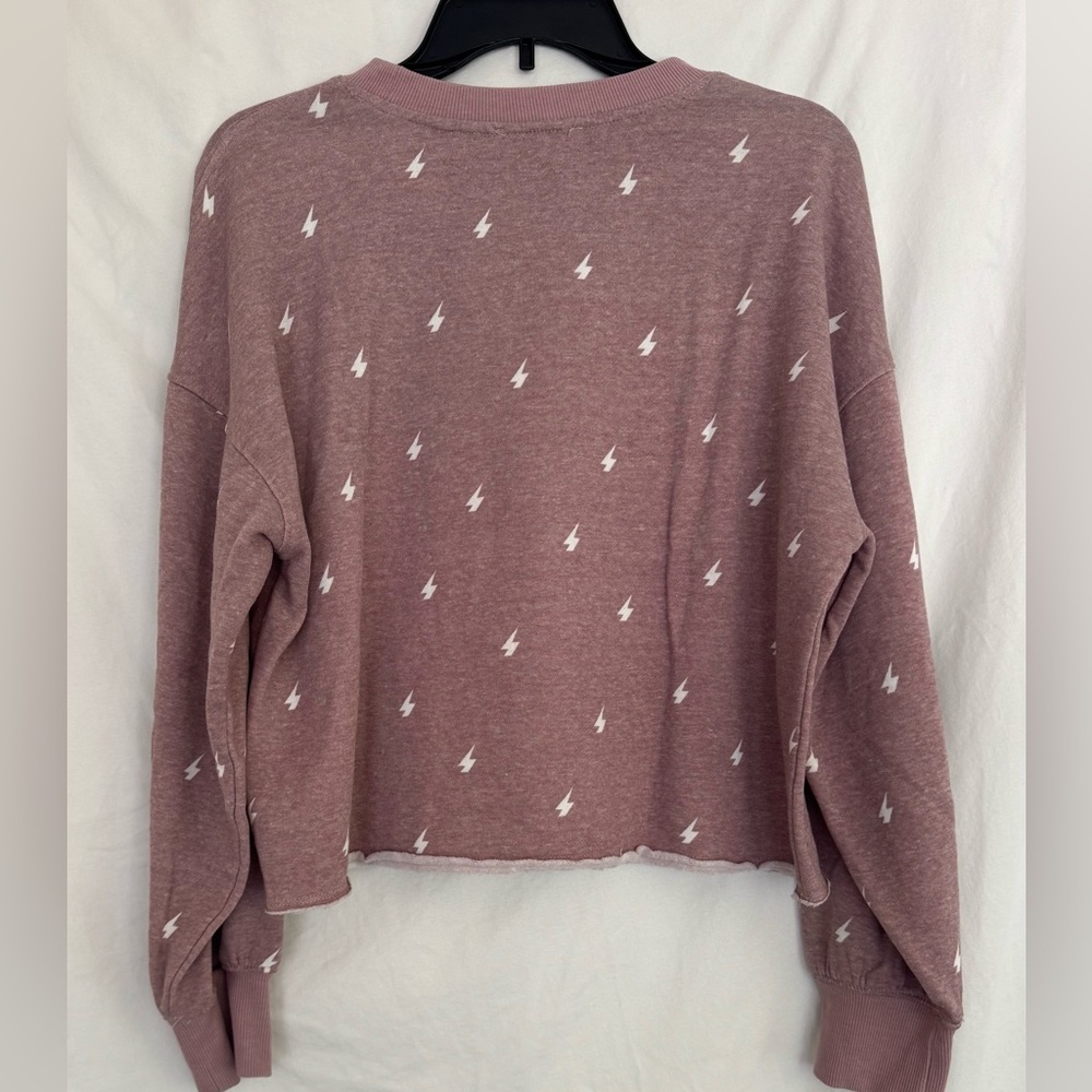 Hippie Rose Mauve Lightning Bolt Crop Sweatshirt - Picture 3 of 5